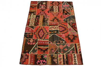 Kelim Patchwork Teppich Rot Rosa in 240x170cm (1 / 4)