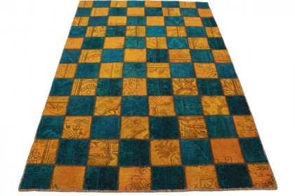 Patchwork Rug Orange Blue in 240x160cm