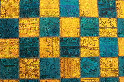 Patchwork Teppich Orange Blau in 240x160cm (5 / 5)