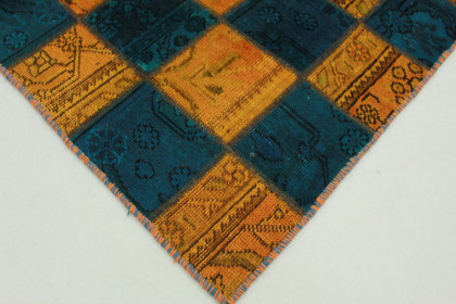 Patchwork Teppich Orange Blau in 240x160cm (2 / 5)