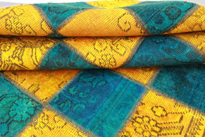 Patchwork Teppich Orange Blau in 240x160cm (4 / 5)