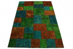 Patchwork Teppich Orange Grün Türkis in 240x160cm