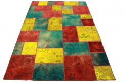 Patchwork Teppich Rot Türkis in 240x160cm