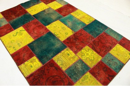 Patchwork Rug Red Turquoise in 240x160cm (3 / 4)