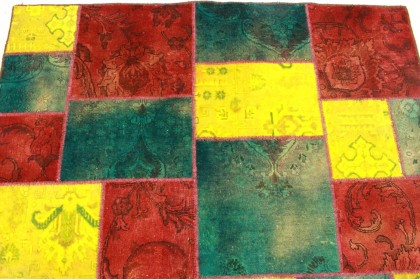 Patchwork Rug Red Turquoise in 240x160cm (4 / 4)