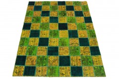 Patchwork Rug Green Turquoise in 200x160cm