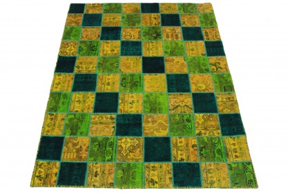 Patchwork Rug Green Turquoise in 200x160cm