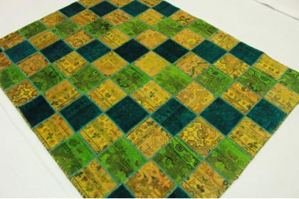 Patchwork Rug Green Turquoise in 200x160cm (2 / 4)