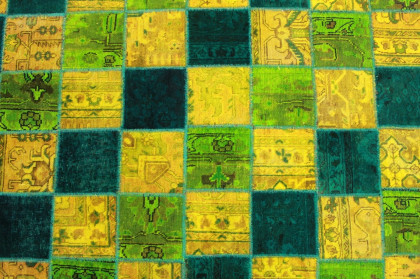 Patchwork Rug Green Turquoise in 200x160cm (3 / 4)