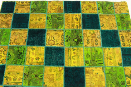 Patchwork Rug Green Turquoise in 200x160cm (4 / 4)