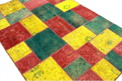 Patchwork Teppich Rot Türkis in 240x160cm (3 / 4)