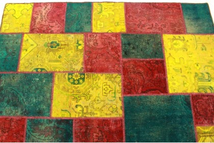 Patchwork Teppich Rot Türkis in 240x160cm (4 / 4)