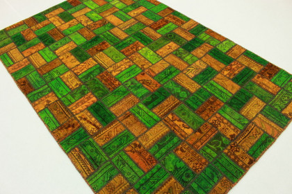 Patchwork Teppich Grün Braun in 250x160cm (2 / 4)
