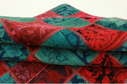 Patchwork Teppich Rot Blau in 200x140cm (4 / 4)