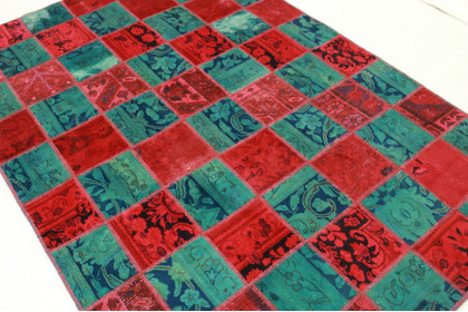 Patchwork Teppich Rot Blau in 200x140cm (3 / 4)