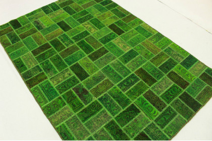Patchwork Rug Green in 200x140cm (3 / 3)
