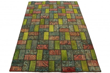 Patchwork Rug Green Rose in 220x140cm