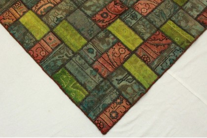Patchwork Rug Green Rose in 220x140cm (4 / 6)