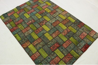 Patchwork Rug Green Rose in 220x140cm (5 / 6)