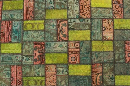 Patchwork Rug Green Rose in 220x140cm (6 / 6)