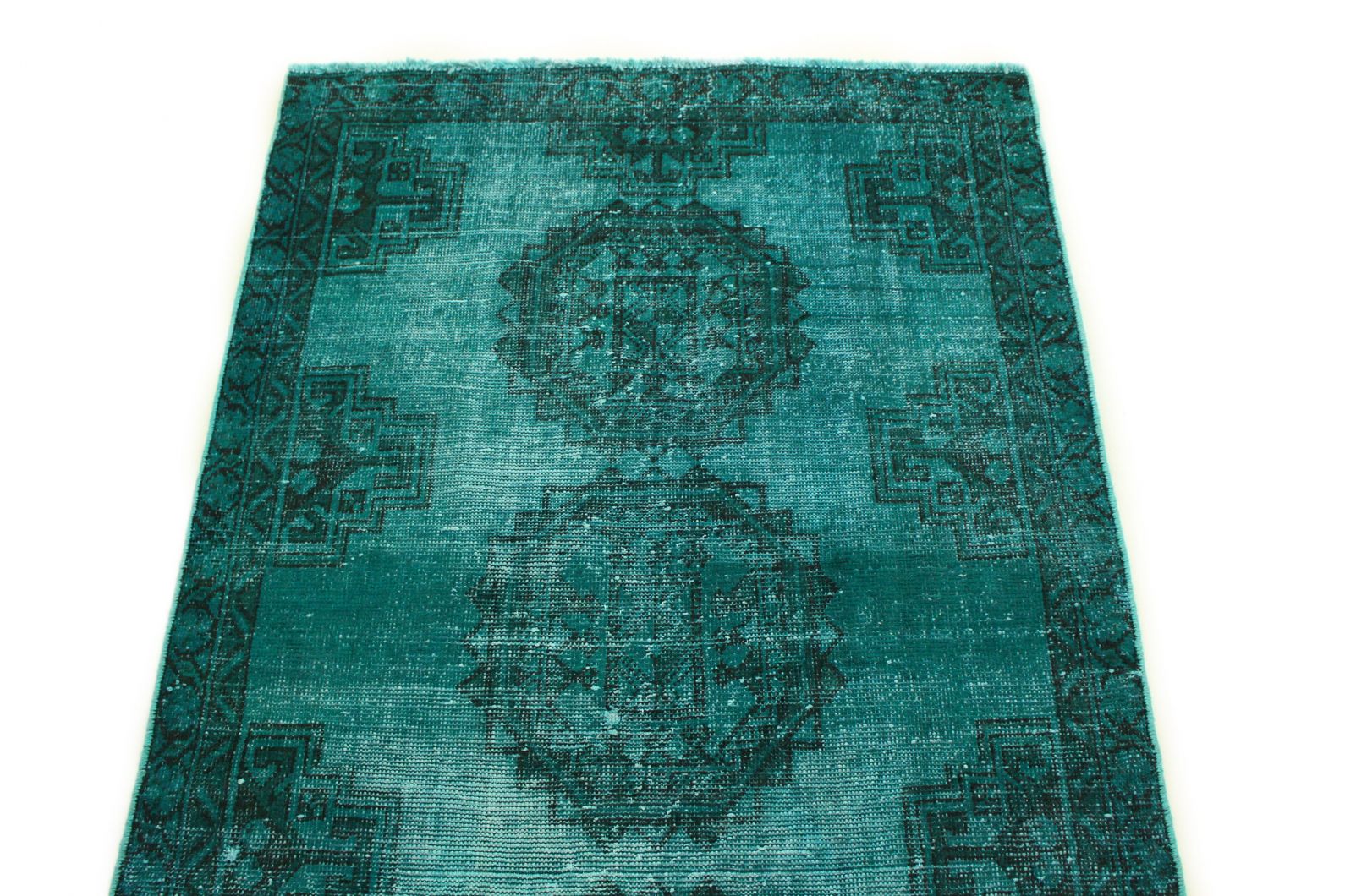 DALLIANCE Vintage Patchwork Teppich 40x60cm - Türkis, Chenille