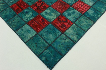 Patchwork Teppich Rot Blau in 240x160cm (5 / 5)