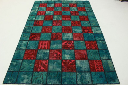 Patchwork Teppich Rot Blau in 240x160cm (2 / 5)