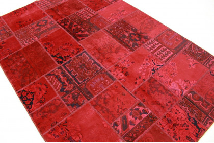Patchwork Teppich Rot in 240x160cm (3 / 4)
