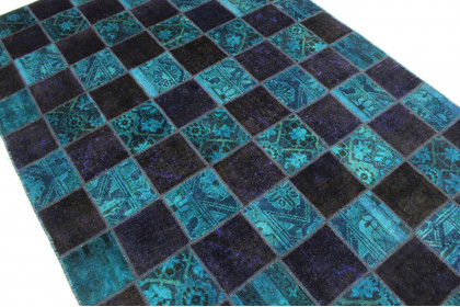 Patchwork Rug Blue in 240x160cm (4 / 4)