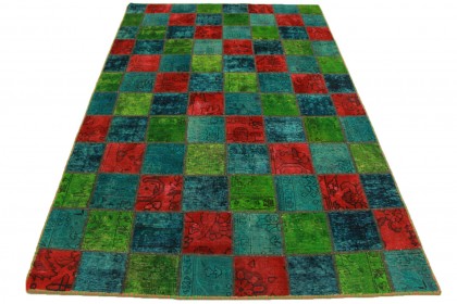 Patchwork Rug Green Turquoise in 240x160cm