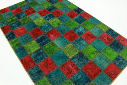 Patchwork Rug Green Turquoise in 240x160cm (3 / 4)