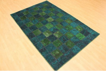 Patchwork Rug Green Turquoise in 250x150cm (4 / 4)