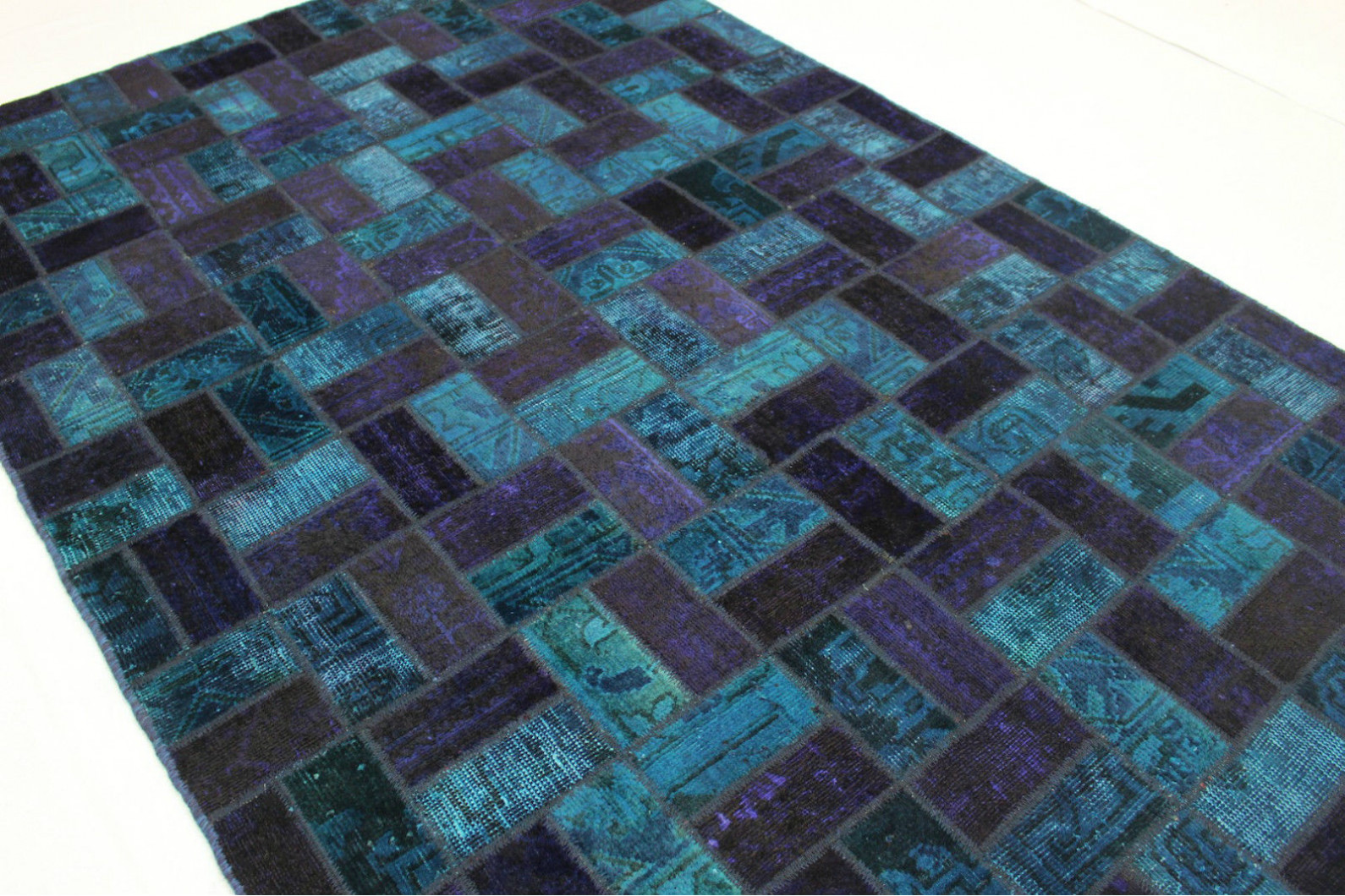 Purple Patchwork Rug Patchwork Rug Purple Blue in 250x160cm (1001-2159) - carpetido.de