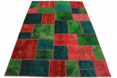 Patchwork Rug Green Red Turquoise in 240x160cm