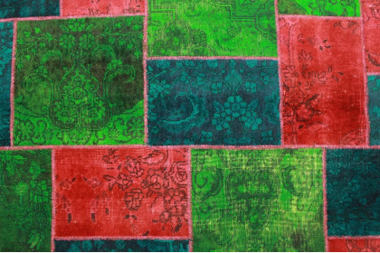Patchwork Teppich Grün Rot Türkis in 240x160cm (3 / 5)