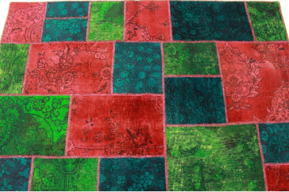 Patchwork Teppich Grün Rot Türkis in 240x160cm (5 / 5)