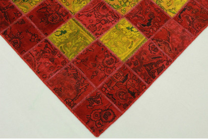 Patchwork Teppich Rot Curry in 240x160cm (2 / 4)