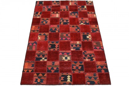 Patchwork Teppich Rot in 200x140cm