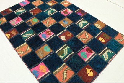 Patchwork Rug Blue in 200x140cm (2 / 4)