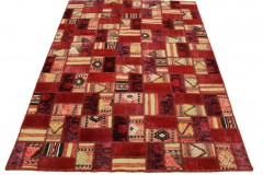 Patchwork Teppich Rot in 200x140cm