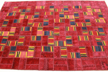 Patchwork Rug Red in 250x160cm (4 / 4)