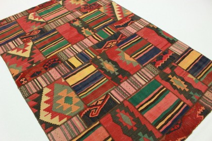 Kelim Patchwork Teppich Rosa in 250x170cm (5 / 5)