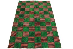 Patchwork Rug Green Red in 240x160cm