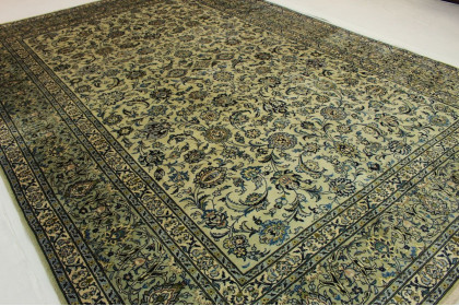 Kashan Rug Green Blue Beige in 390x280cm (8 / 8) Kashan Rug Green Blue Beige in 390x280cm (8 / 8)