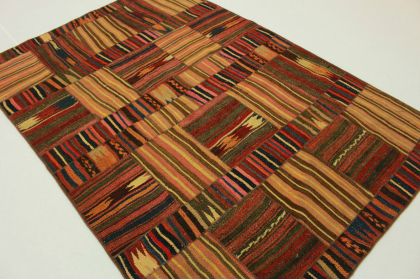 Kilim Patchwork Rug Brown Rose in 250x170cm (2 / 4)