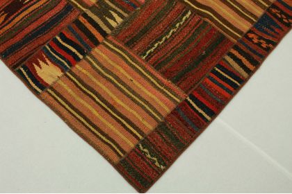 Kilim Patchwork Rug Brown Rose in 250x170cm (3 / 4)