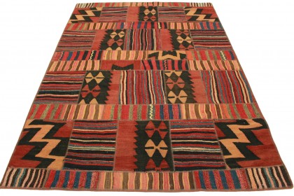 Kelim Patchwork Teppich Rot Rosa in 250x170cm (1 / 4)