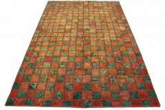 Patchwork Teppich Orange Grün in 260x170cm