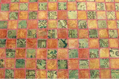 Patchwork Rug Orange Green in 260x170cm (4 / 4)