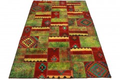 Patchwork Teppich Grün Rot in 300x200cm